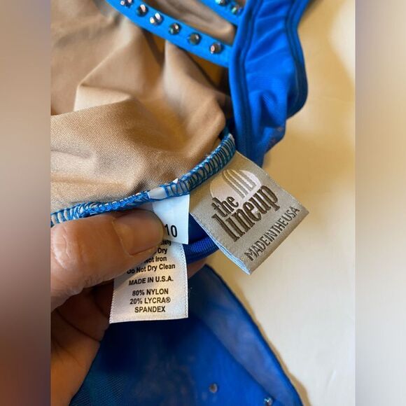 The Lineup Dance Solo custom lyrical blue Costume rhinestone SELAH MESH DRESS 10 - Picture 8 of 15